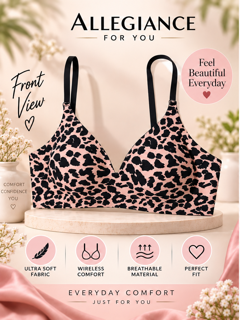 Leopard Print Wireless Comfort Bra