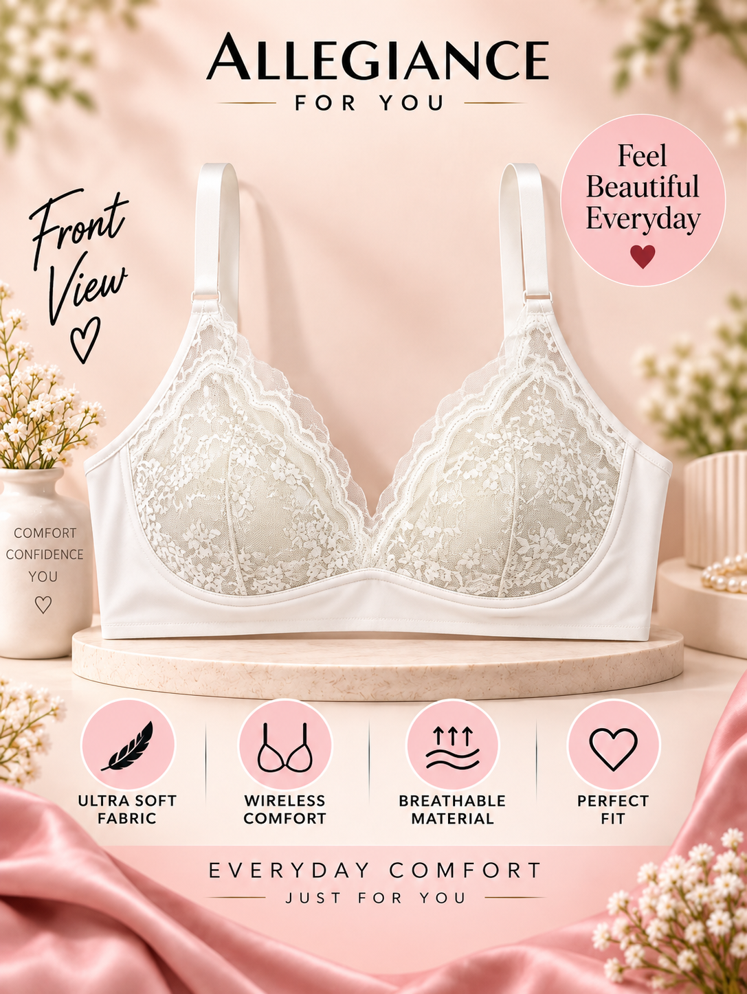 Floral Lace Full Coverage Bra