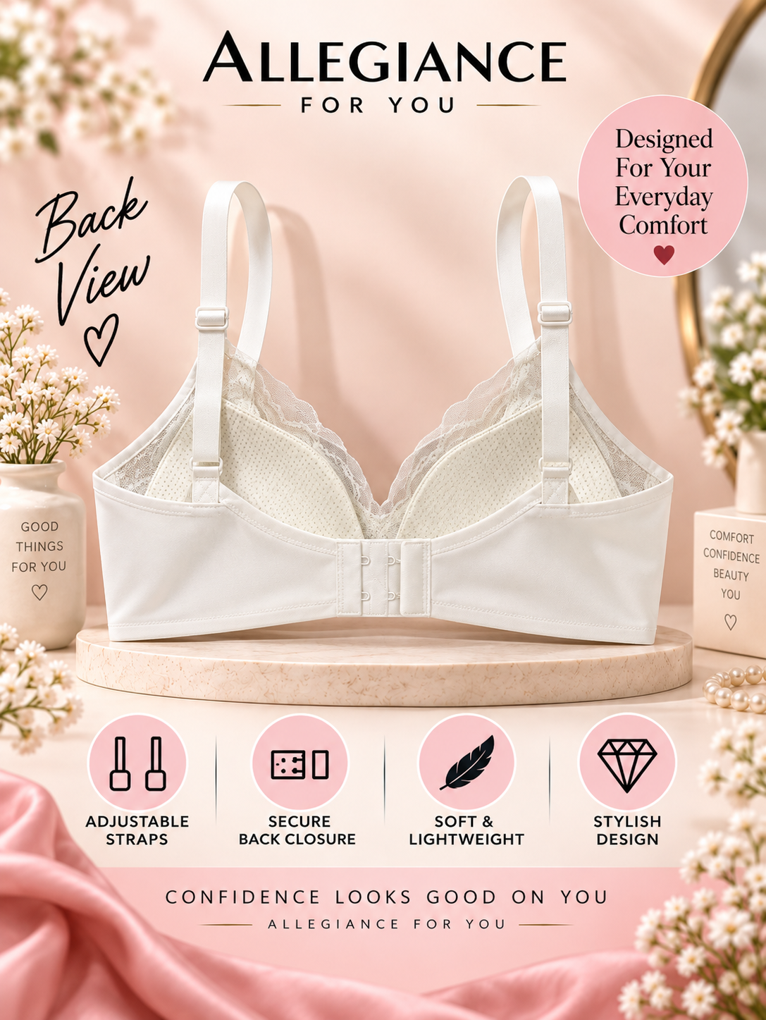 Floral Lace Full Coverage Bra