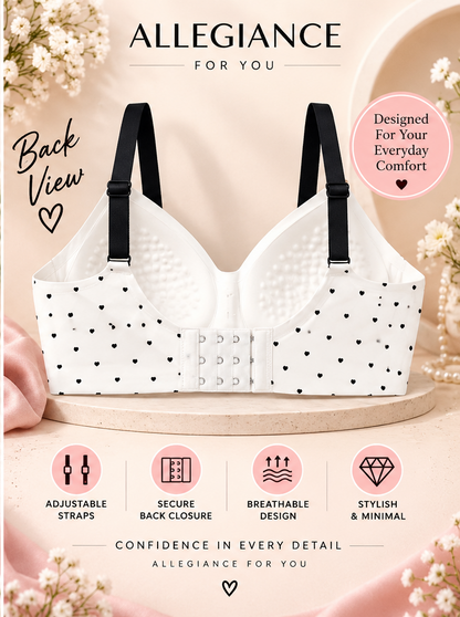 Women’s White Heart Print Comfort Bra